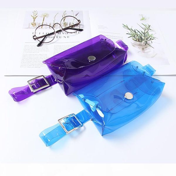 

old cobbler waist pack transparent pvc laser multicolor cosmetic bag transparent pocket waterproof customizable logo delivery