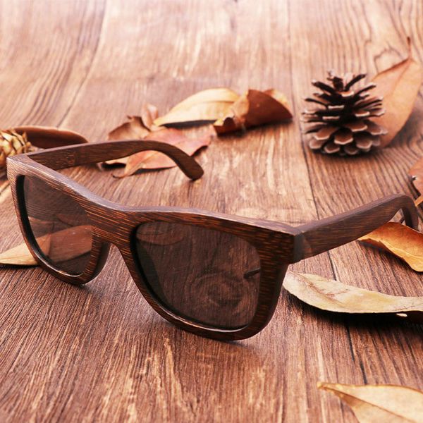 

100% natural brown bamboo wooden sunglasses retro handmade polarized lenses bamboo sunglasses brown frame glasses with gift box, White;black