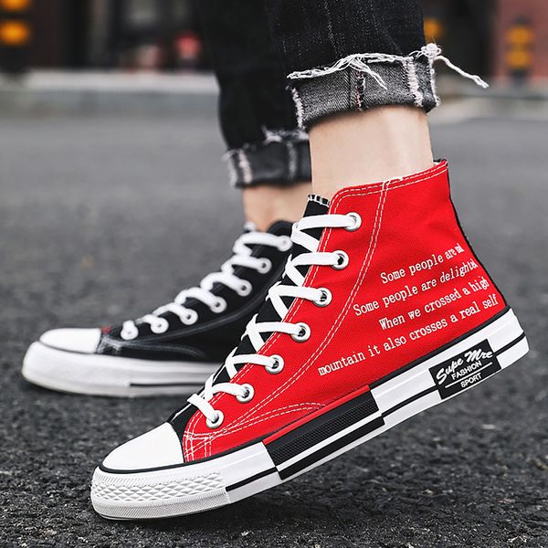 

designer canvas snekers boys school shoes fashion high men canvas shoes sneakers 2020 new man sneakers, Black