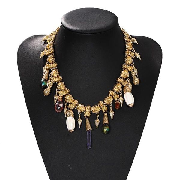 

dilica vintage себе ожерелье для ювелирных изделий ожерелья женщин сплава rivet maxi ожерелья чокеры повелительница партии, Golden;silver