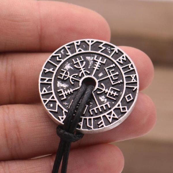 

10pcs nordic compass runes amulet odin symbol viking jewelry rune charm rope chain necklace talisman, Silver