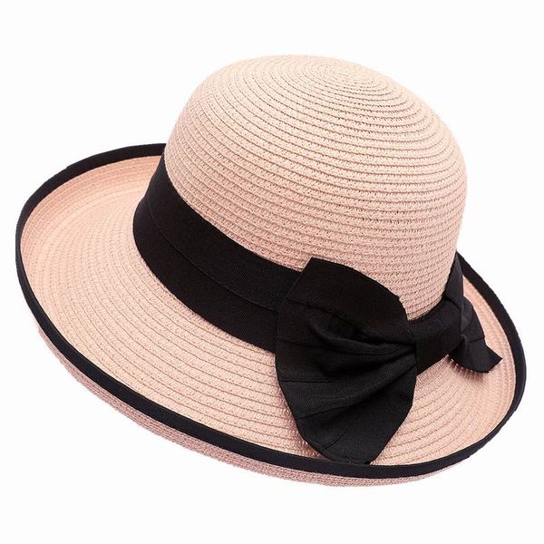 

wide brim hats fashion elegant women's bow female british straw, Blue;gray