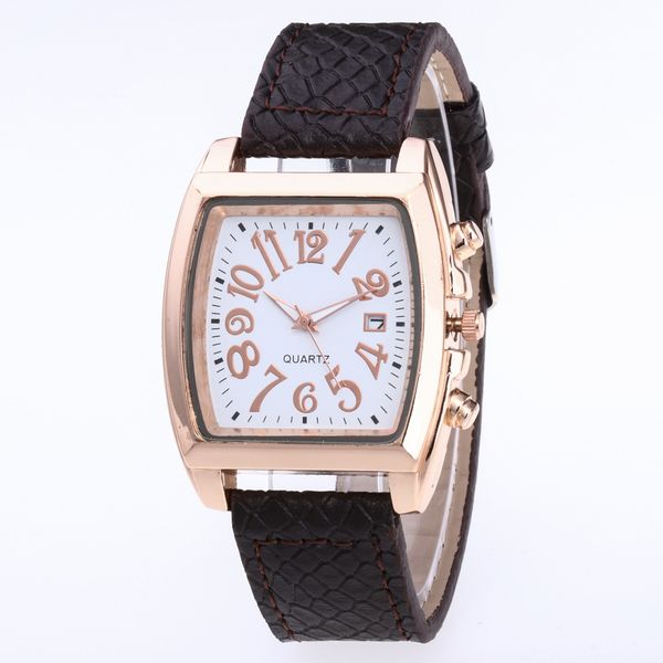 

new arrivals time-limited designers foreign trade selling business casual genuine leather mens watch fashion simple digital scale calend, Slivery;brown