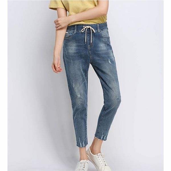 

women's jeans oversized boyfriend for women blue casual denim plus size loose mom