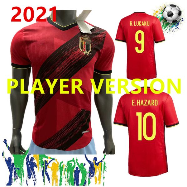 

2020 european cup player version belgium soccer jersey e.hazard r. lukaku camisetas national team 20 21 home away de bruyne football shirt, Black;yellow