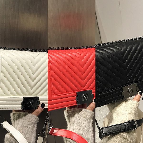 

2020 новые текстур классических случайных для женщин корейского стиля модно всех соответствующих цепей плечи crossbody маленького квадрата п