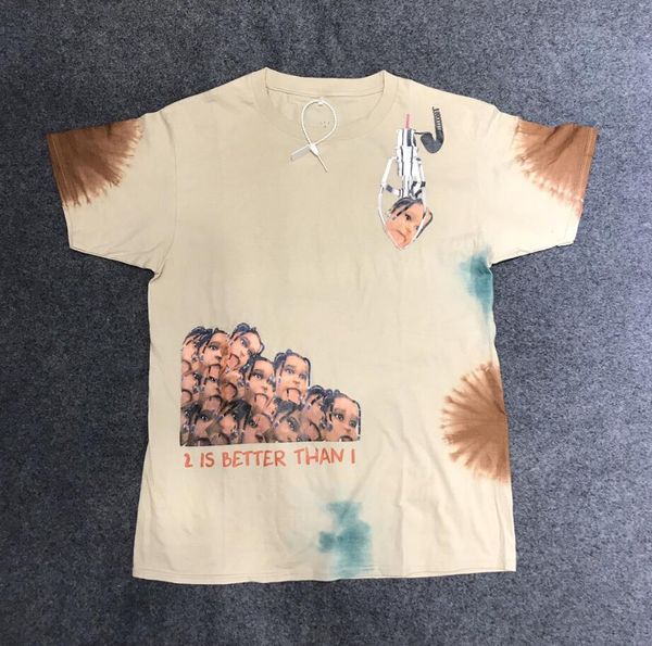 

2020ss spring and summer new travis scott stormi2 party crane tee ts with the same paragraph tie-dye short-sleeved t-shirt tide, Black;brown