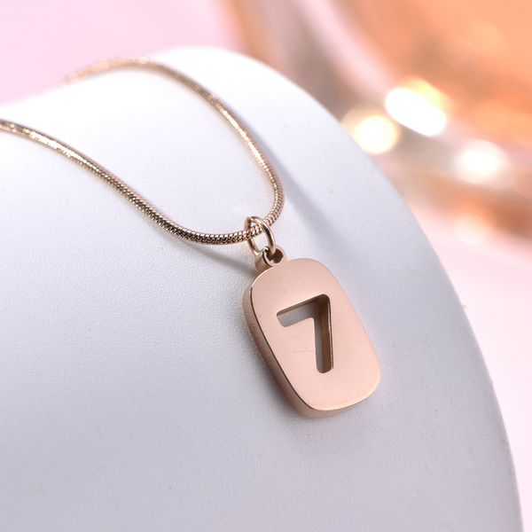

simple nameplate necklaces womens arabic numerals pendant stainless steel fashion necklace jewelry on the neck woman accessories, Silver