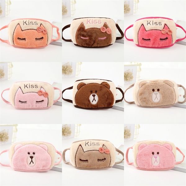 

cartoon bear bowknot cat kiss respirator plush face masks fashion reusable mascherine washable girl respirable 2 78jt c2