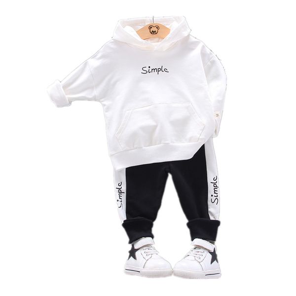 

spring autumn toddler active clothing suit children boy girl letter hoodie patchwork pants 2pcs/set kids clothes baby tracksuits lj200818, White