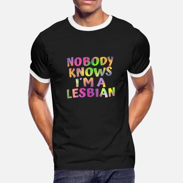 

nobody knows im a lesbian t shirt men personalized short sleeve round collar standard loose casual spring autumn family shirt
