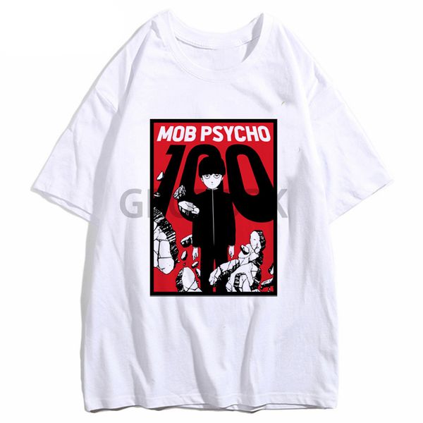 

mob psycho 100 white funny t shirt men streetwear harajuku cotton casual t-shirt camiseta maofu yingshan tee shirt homme summer