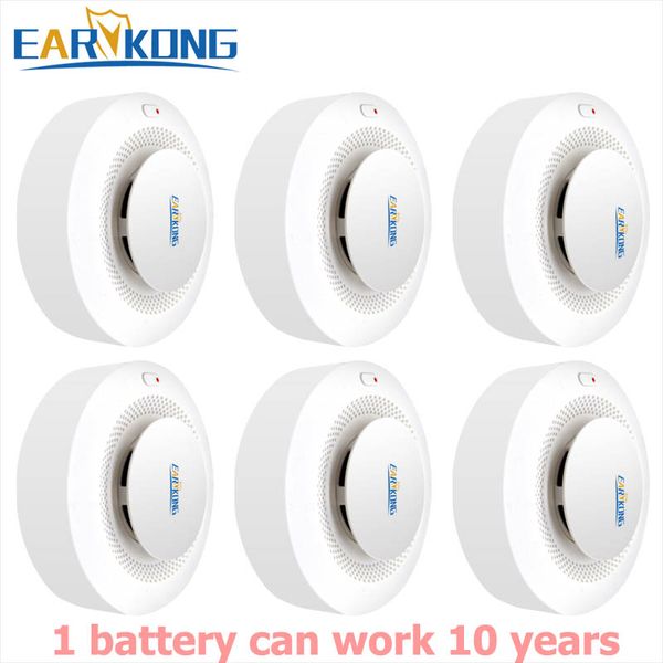 

10 year working 433mhz wireless smoke alarm low power consumption battery works for 433 home burglar pg103 w2b g2b wpg m2b etc, Black;white