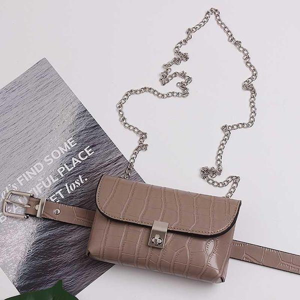 

eam] pu leather chain split joint mini-bag long wide belt personality women new fashion tide all-match spring 202001, Black;brown
