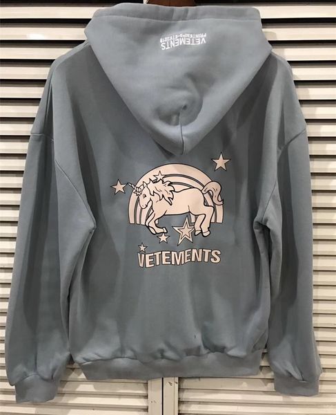 

fashion-womens designer unicorn printed vetements casual hoodies long sleeve sweatshirts male female hip hop high street pullover, Black