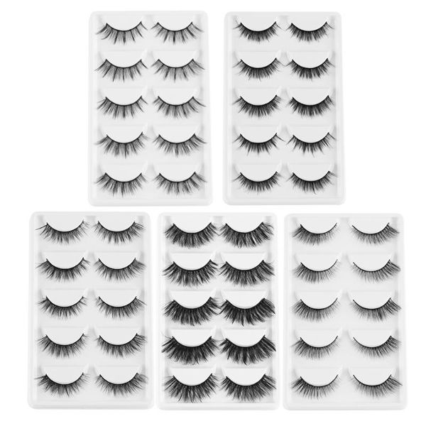 

5 pairs 3d mink hair false eyelashes handmade criss-corss wispies fluffy eyelashes natural long eye makeup tools