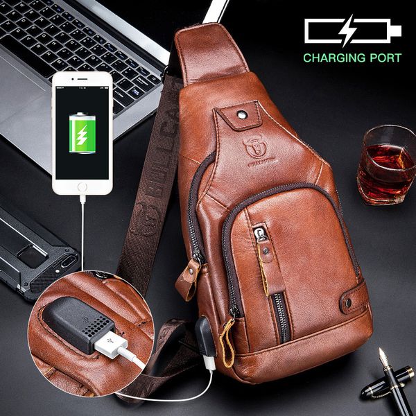 

bullcaptain мужской crossbody сумка из натуральной кожи сумки противоугонной usb подзарядки плечо sling сумка для поездки chest обновления