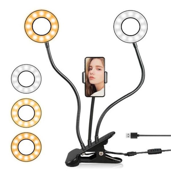 

selfie ring light with long arm lazy mobile phone holder bracket pgraphy ringlight led light for youtube tik tok live stream