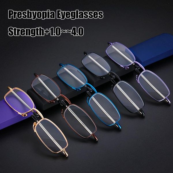 

portable folding reading glasses women men metal frame eyeglass with case magnifier eyewear +1.0 +1.5 +2.0 +2.5 +3.0 +3.5 +4.0, White;black
