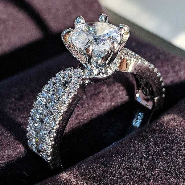 

cluster rings 2021 products fashion silver color 925 sterling ring for girl r5338, Golden;silver