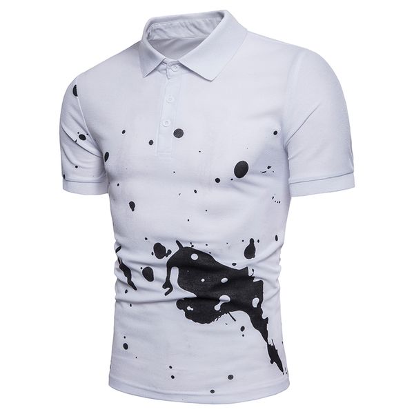 

new men's paint print casual short-sleeved, White;black