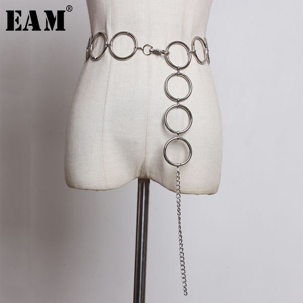 

eam] metal big circle connection chain long belt personality women new fashion tide all-match spring autumn 2020 1a131, Black;brown