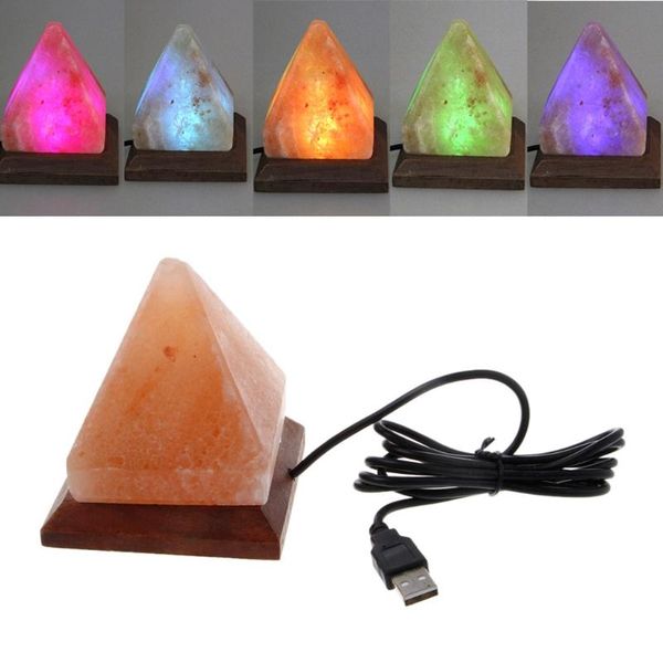 

cgjxstriangle hand carved usb wooden base himalayan crystal rock salt lamp air purifier night light