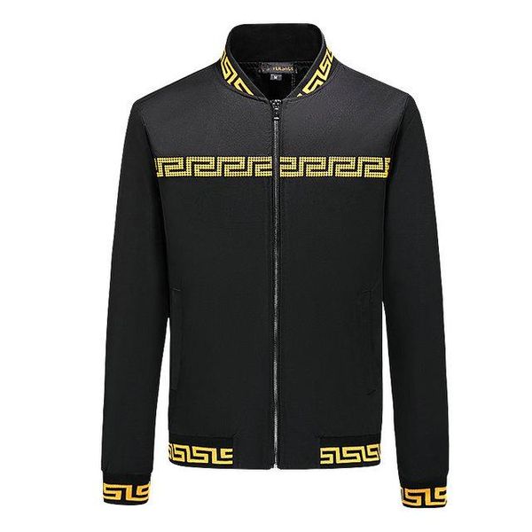 

fashion luxury thin slim long sleeve jackets zipper windbreaker coat brand medusa jacket real label sportswear top, Black;brown