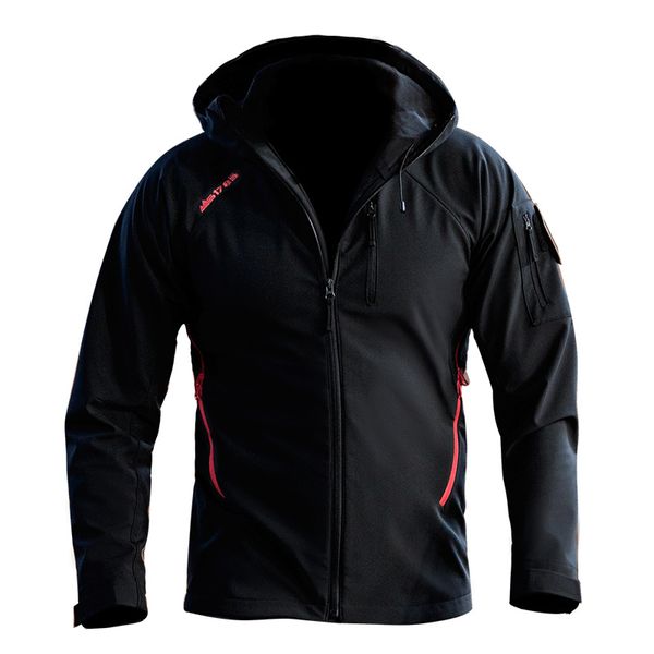 

outdoor jackets&hoodies sharkskin tactical softshell hoody jacket lined mesh clothing waterproof cold protection park sports, Blue;black