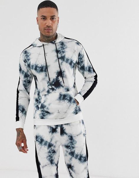 

2020new autumn and winter foreign trade men's leisure suit 3d digital printing random flower hooded sports suit man, Gray