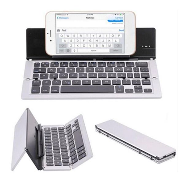 

portable aluminum folding blueteeth keyboard foldable compatible most of tablets and smart phones natural and small