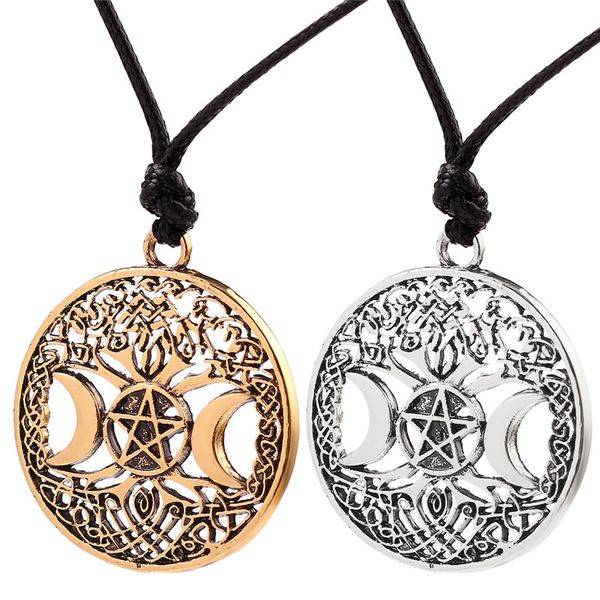 

vikings amulet the tree of life yggdrasil nordic talisman pendant necklace rope chain vintage punk pendant necklace, Silver