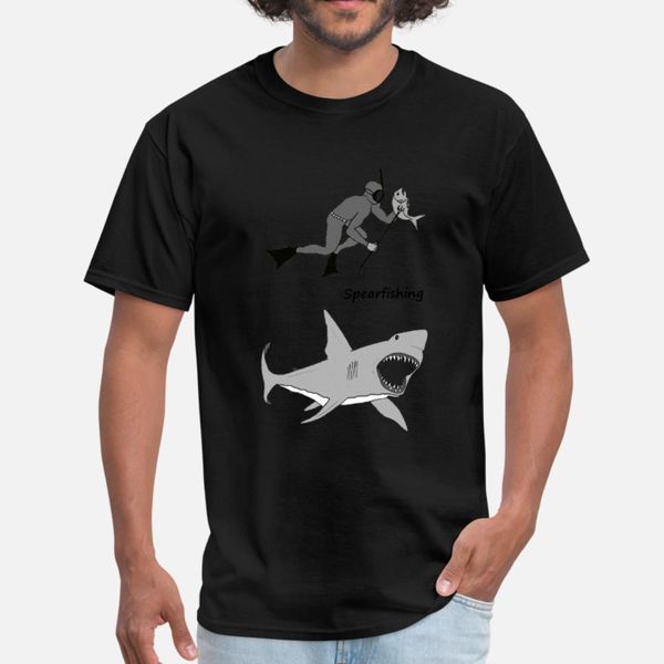 

spearfishing diver with fish and shark t shirt men interesting 100% cotton round collar homme interesting authentic spring autumn shirt
