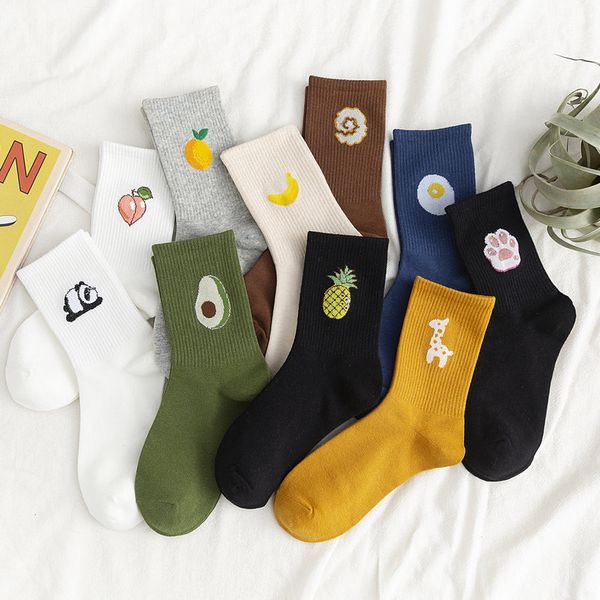 

men's socks 1 pair kawaii happy funny fruit harajuku colorful mid cute women smile planet weather, Black