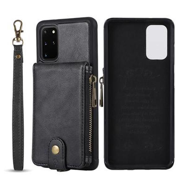 

for samsung s20 plus s20 ultra leather zipper wallet back cover with bracket card slot all-inclusive phone case for sam s10 plus