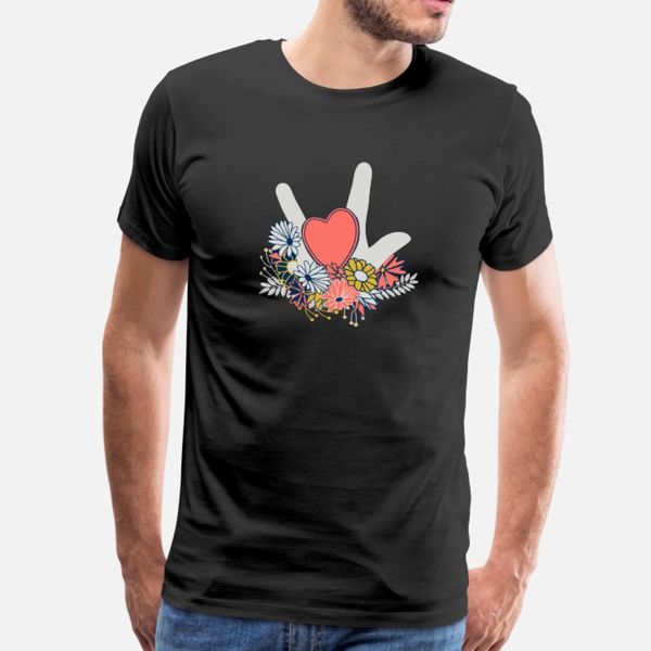 

american sign language i love you hearts t shirt men designing cotton crew neck natural gift humor summer style pattern shirt