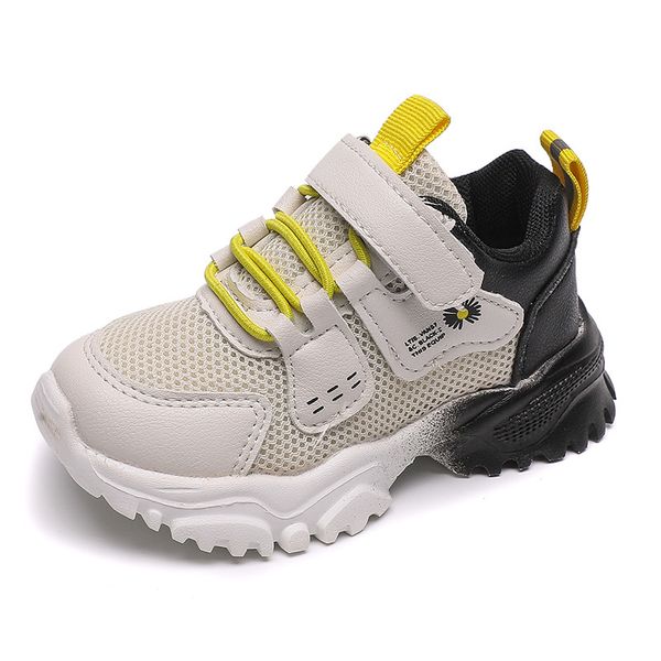 

children's sneakers kids sports shoes for toddlers boys girls air mesh breathable soft fashion daisy flowers soft running shoes, Black