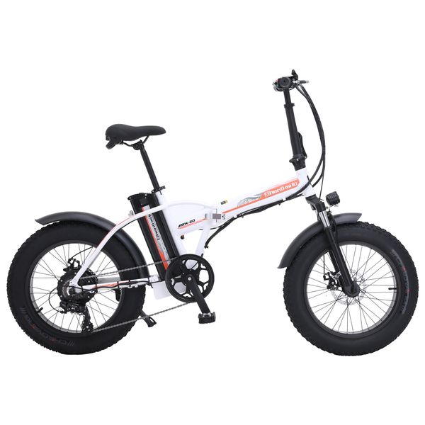

20" electric bicycle, 48v 15ah large capacity battery, 7 speed fat bike snow bike, 5 level power assist, Silver;blue
