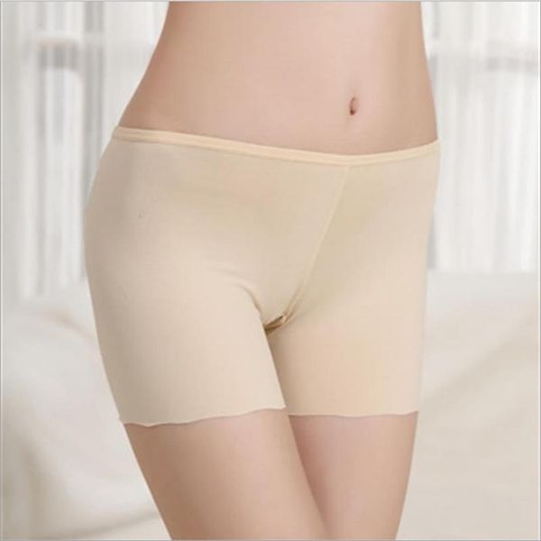

2020 selling female women high waist ice silk briefs seamless elastic pants short leggings white black skin