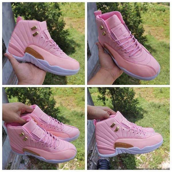 

highest qualitynew 12 jumpman pink women basketball shoes girls 12s valentines day trainers sports sneakers size 36-40, Black