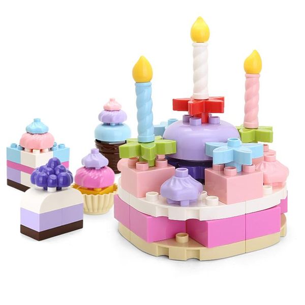 

77pcs girls play house macaron colorful birthday cake larger particles building blocks educational toys for kids creative gift 05