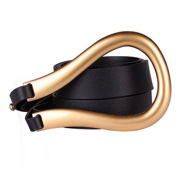 

ladies belt large metal buckle runway fashion double belt, Black;brown
