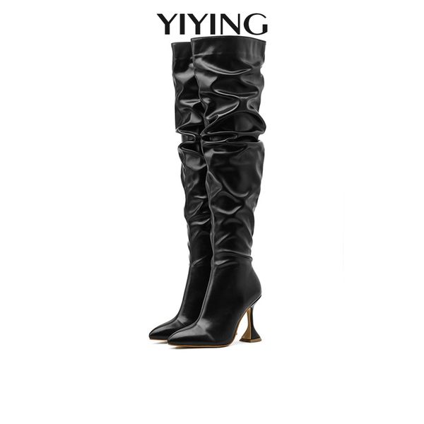 

ins горячие женщины over-the-knee boots 2020 европейский американский высокий каблук длинные сапоги мода кожа высокие сапоги плюс размер 22, Black