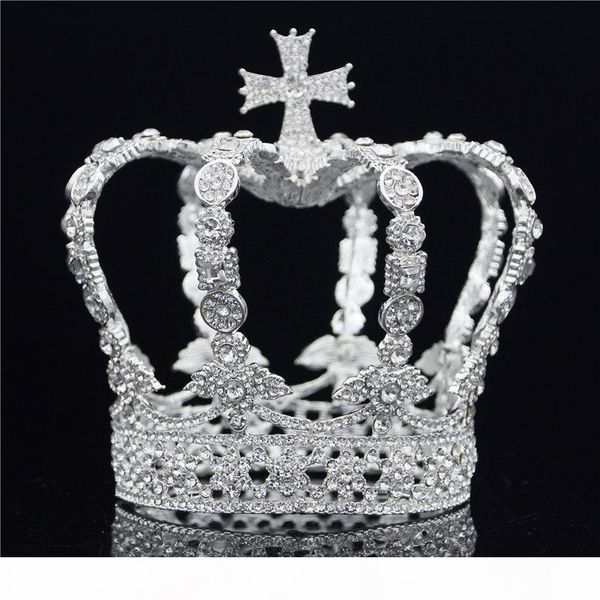 

мужской крест корона барокко люкс свадебный венец royal king tiara свадебные платья день рождения аксессуары производительности партия diade, Golden;white