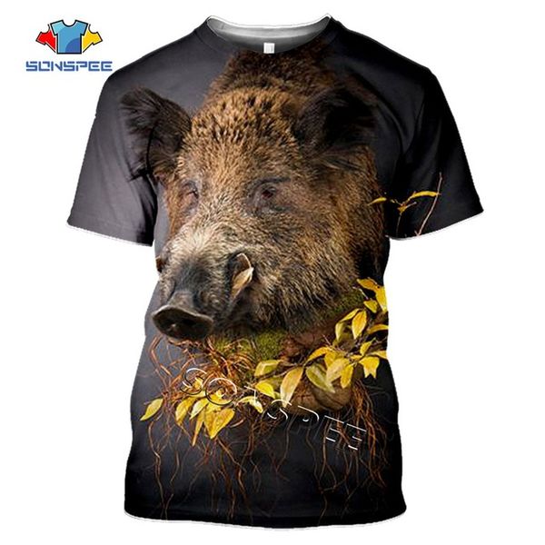 

summer hunting wild boar animals 3d print shirts comics harajuku aesthetic men clothing