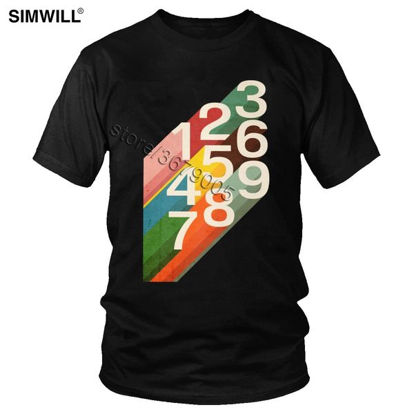 

retro numbers t-shirt men's novelty short sleeve cotton t shirt round neck arabic numeral tee summer oversize graphic tshirt