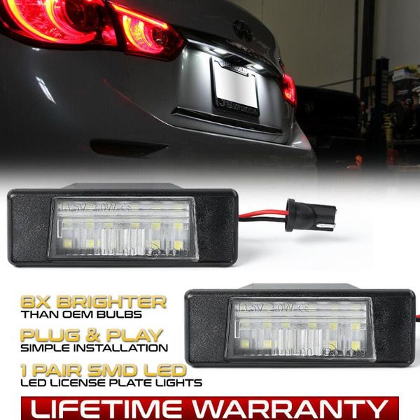 

2pcs error xenon white led license plate light for primera p12 pathfinder r51 teana x-trail t30 t31 qashqai j10 j11