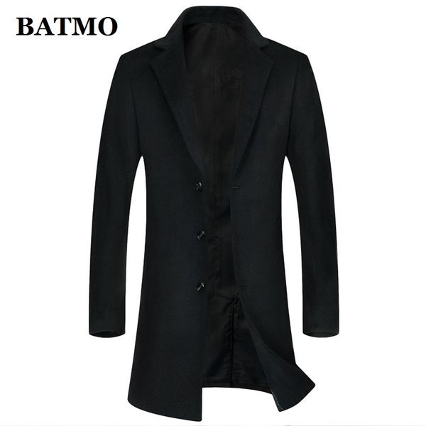 

batmo new arrival winter wool long trench coat men,men's wool casual jackets,plus-size m-8xl 8866, Black