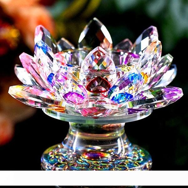 

9*11CM Crystal lotus candle holder Butter lamp holder Crystal candle table Decoration souvenirs Craft Gift Buddhism supplies