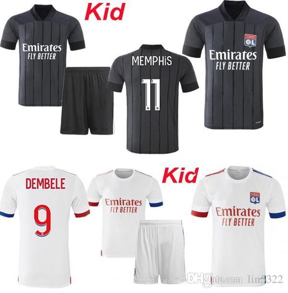 

20 21 maillot lyon 2020 2021 olympique lyonnais soccer jersey maillot de foot ol football shirts traore memphis men kids kits equipment, Black;yellow